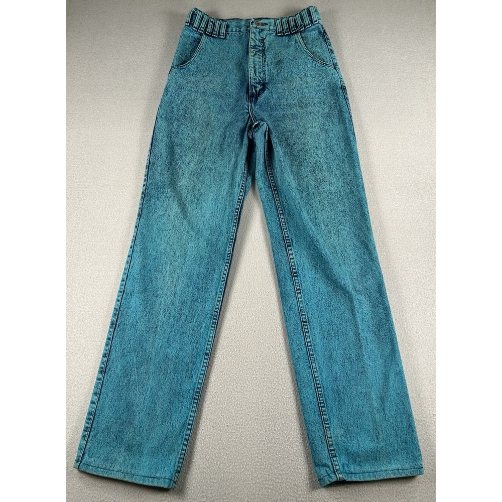 VTG 70s 80s Wrangler Womens Jeans 28x31 High Rise Turquoise Acid Wash Silverlake